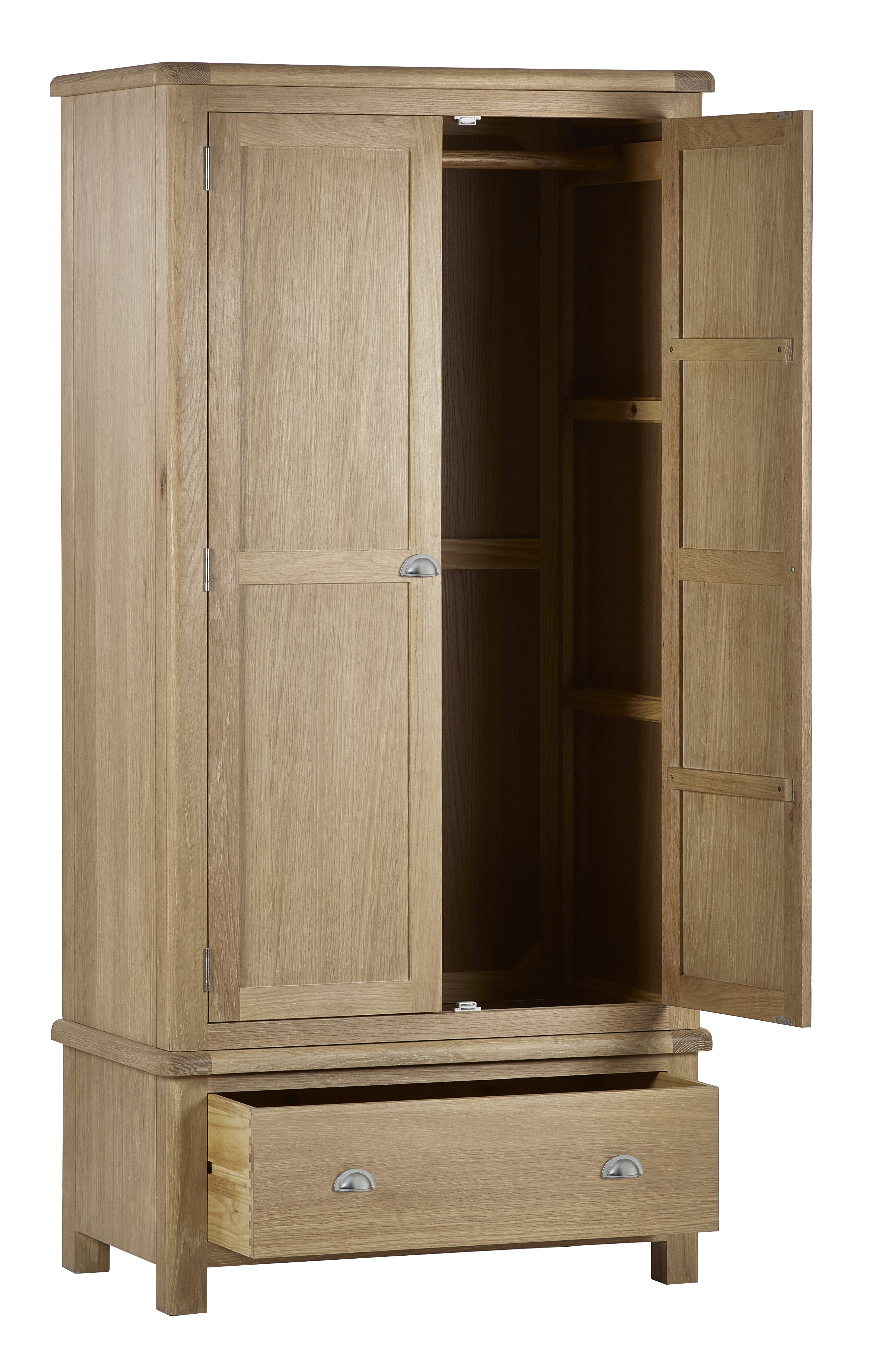 Cayden Limed Oak Wood Double Wardrobe